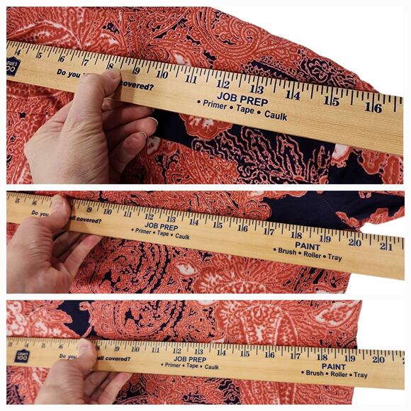 Tommy Hilfiger S Paisley Button Up Shirt Women Orange Blue Roll Tab Sleeves BOHO - Picture 4 of 14